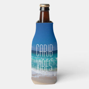 Rafraichisseur De Bouteilles Carib Vibes Plage Tropicale Eau Turquoise avec nom