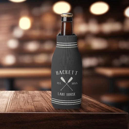 Rafraichisseur De Bouteilles Charcoal Grey Oars Rustiques Personnalisé Lake Hou