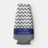 Rafraichisseur De Bouteilles Charcoal Wht Chevron CB Nom de la marine Monogram (Devant)