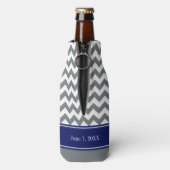 Rafraichisseur De Bouteilles Charcoal Wht Chevron CB Nom de la marine Monogram (Bouteille Dos)