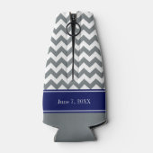 Rafraichisseur De Bouteilles Charcoal Wht Chevron CB Nom de la marine Monogram (Dos)