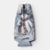 Rafraichisseur De Bouteilles Charmant Snowman Aquarelle Forêt d'hiver (Dos)