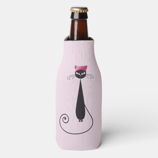 Rafraichisseur De Bouteilles Chat Kitty Casquette rose (Bottle Devant)