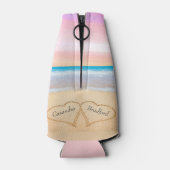 Rafraichisseur De Bouteilles Chic Blush Pink Beach Mariage 2 Coeurs (Dos)