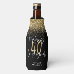 Rafraichisseur De Bouteilles Chic personnalisé moderne 40e anniversaire noir e