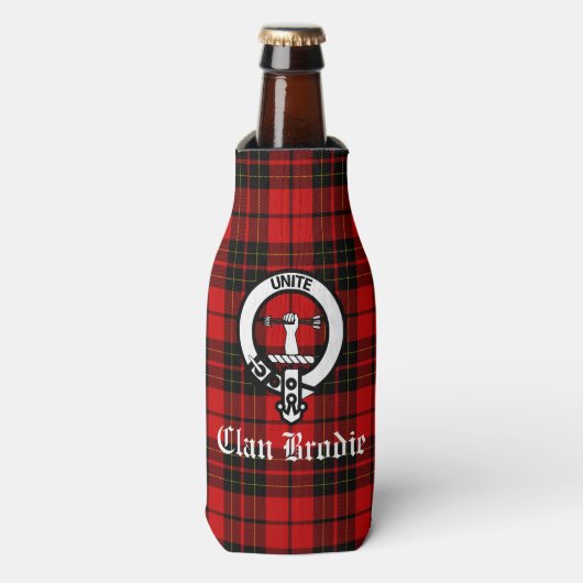 Rafraichisseur De Bouteilles Clan Brodie Crest Badge et Tartan (Bottle Devant)
