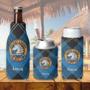 Rafraichisseur De Bouteilles Clan Ramsay Crest sur Blue Hunter Tartan