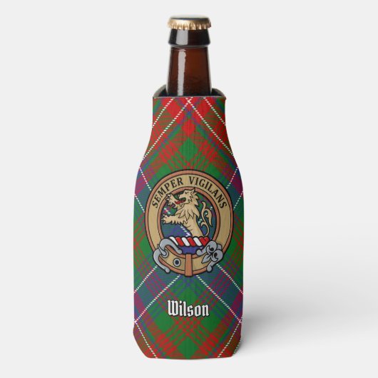 Rafraichisseur De Bouteilles Clan Wilson Crest sur Tartan moderne (Bottle Devant)