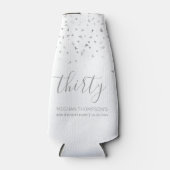 Rafraichisseur De Bouteilles Confetti d'argent blanc moderne 30e anniversaire (Devant)