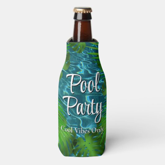 Rafraichisseur De Bouteilles Cool Pool Party vibes palmier feuilles (Bottle Devant)