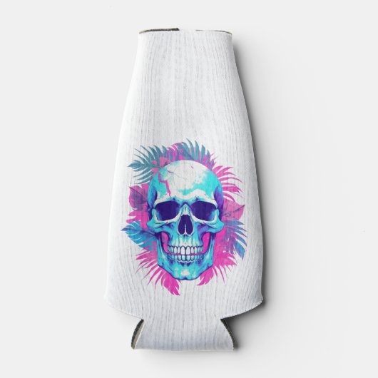 Rafraichisseur De Bouteilles Crâne floral en style Vaporwave (Devant)