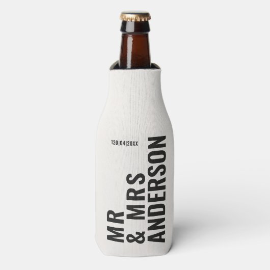 Rafraichisseur De Bouteilles crème moderne noir minimum gras simple mariage (Bottle Devant)