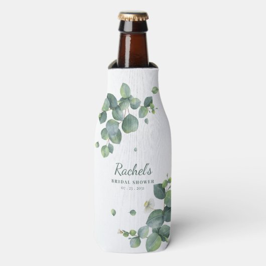 Rafraichisseur De Bouteilles Douce Fleurie De Mariage Sur Mesure Eucalyptus (Bottle Devant)