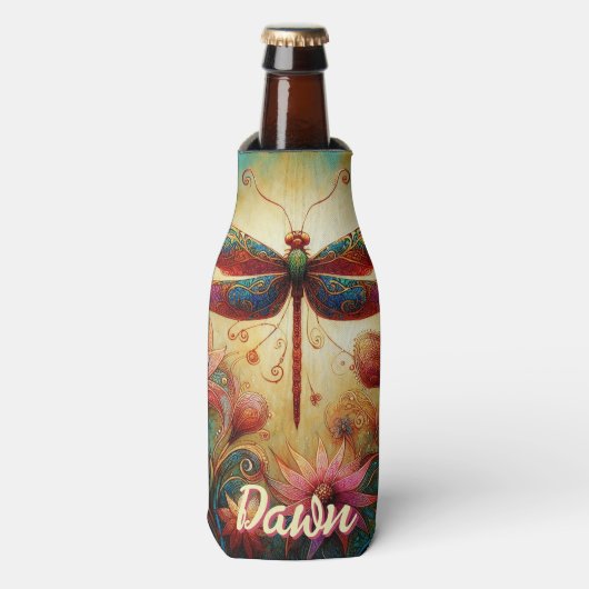Rafraichisseur De Bouteilles Dragonfly lunaire Floral Abstrait personnalisé (Bottle Devant)