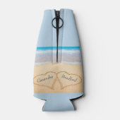 Rafraichisseur De Bouteilles Dusty Blue Beach Mariage 2 Coeurs (Dos)
