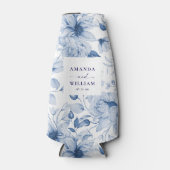 Rafraichisseur De Bouteilles Élégant Mariage Floral Bleu (Devant)