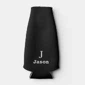Rafraichisseur De Bouteilles Élégant Monogramme Nom initial Noir personnalisé (Devant)