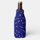 Rafraichisseur De Bouteilles Étoiles D'Or Éparpillées Sur Bleu (Bottle Devant)