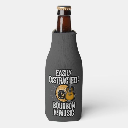 Rafraichisseur De Bouteilles Facilement distrait par Bourbon et musique (Bottle Devant)