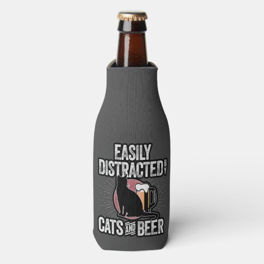 Rafraichisseur De Bouteilles Facilement distrait par les chats et la bière (Bottle Devant)