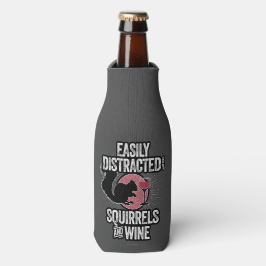Rafraichisseur De Bouteilles Facilement distrait par les écureuils et le vin (Bottle Devant)