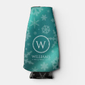 Rafraichisseur De Bouteilles Festif Blue Foil Snowflakes Monogramme Nom (Devant)