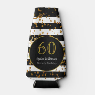 Rafraichisseur De Bouteilles Fête d'anniversaire 60 ans Paillettes noires blan