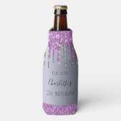 Rafraichisseur De Bouteilles Fête d'anniversaire argent violet parties scintill (Bottle Devant)