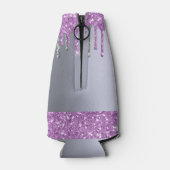 Rafraichisseur De Bouteilles Fête d'anniversaire argent violet parties scintill (Dos)