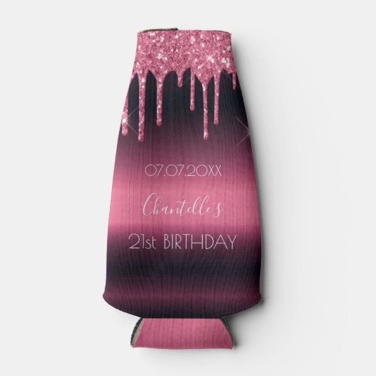 Rafraichisseur De Bouteilles fête d'anniversaire parties scintillant rose borde (Devant)