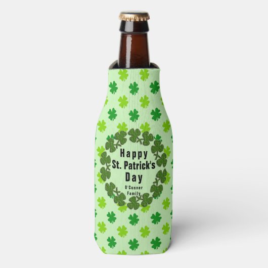 Rafraichisseur De Bouteilles Fête de la Saint-Patrick Trèfle Nom personnalisé s (Bottle Devant)