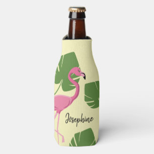 Rafraichisseur De Bouteilles Flamant rose jaune Nom personnalisé