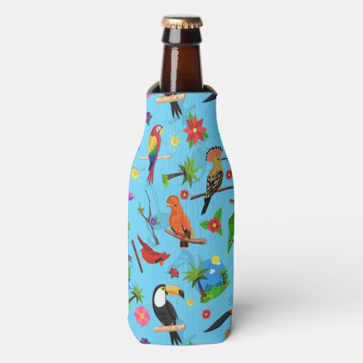 Rafraichisseur De Bouteilles Flamant rose Toucan Et Arara Motif Oiseaux Sans Me (Bottle Devant)