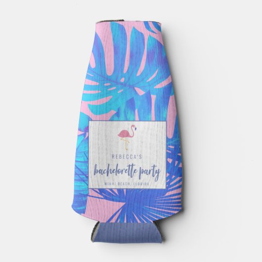 Rafraichisseur De Bouteilles Flamant rose tropical Beach Bachelorette Party (Devant)