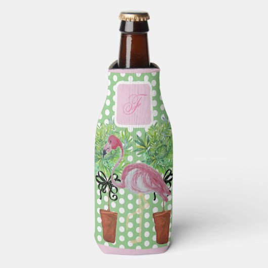 Rafraichisseur De Bouteilles Flamants roses Flamants roses roses Palm Tree (Bottle Devant)