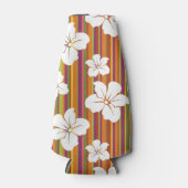 Rafraichisseur De Bouteilles Fleurs blanches sur un arrière - plan rayé (Devant)