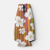 Rafraichisseur De Bouteilles Fleurs blanches sur un arrière - plan rayé (Dos)