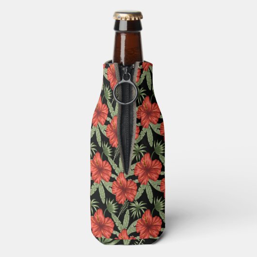 Rafraichisseur De Bouteilles Fleurs tropicales rouges sans coutures motif vert  (Bouteille Dos)