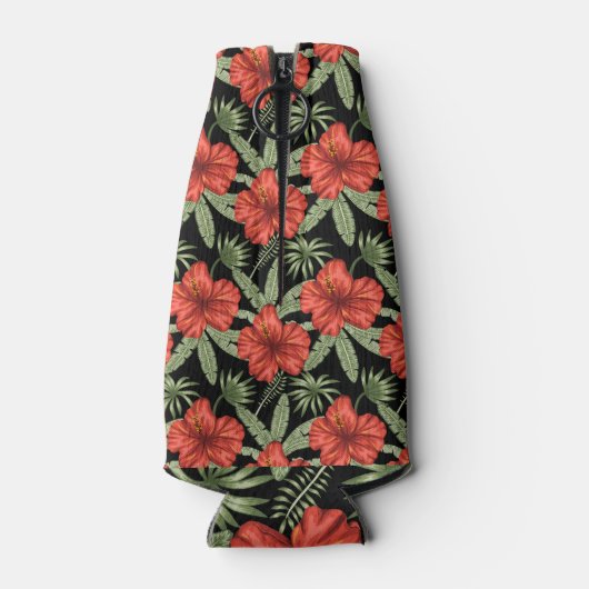 Rafraichisseur De Bouteilles Fleurs tropicales rouges sans coutures motif vert  (Dos)