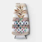 Rafraichisseur De Bouteilles Floral Ananas or rayé design (Devant)