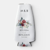 Rafraichisseur De Bouteilles Floral Bourgogne Élégant Script Mariage Faveur (Devant)