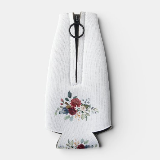 Rafraichisseur De Bouteilles Floral Bourgogne Élégant Script Mariage Faveur (Dos)