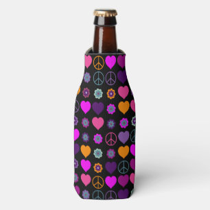Rafraichisseur De Bouteilles Flower Power Heart Peace Motif + votre backgr.