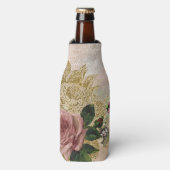 Rafraichisseur De Bouteilles Glam Steampunk | Rose rose et or Rustique Floral (Bottle Devant)