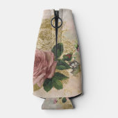 Rafraichisseur De Bouteilles Glam Steampunk | Rose rose et or Rustique Floral (Dos)
