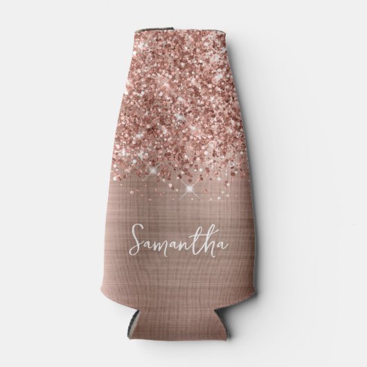 Rafraichisseur De Bouteilles Glitter Rose Gold Glam Nom du script (Devant)