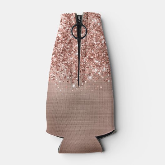 Rafraichisseur De Bouteilles Glitter Rose Gold Glam Nom du script (Dos)