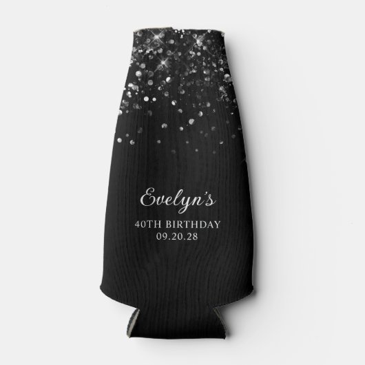 Rafraichisseur De Bouteilles Glittery Black 40e anniversaire (Devant)