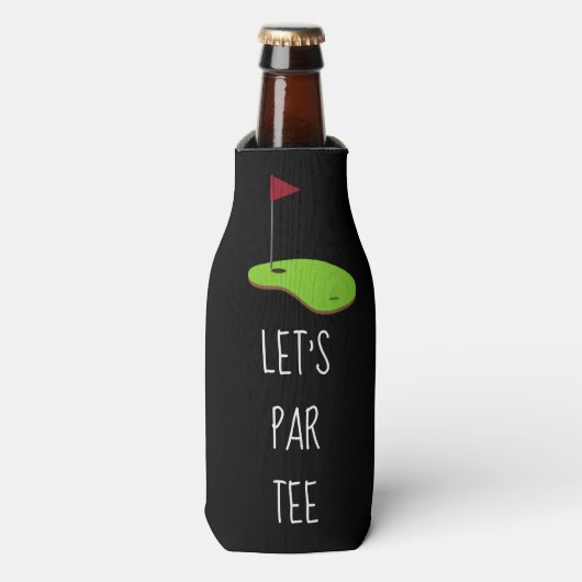 Rafraichisseur De Bouteilles Golf Let’s Par avec drapeau de golf sur vert blanc (Bottle Devant)