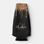 Rafraichisseur De Bouteilles Gouttes de paillettes noires monogramme nom (Devant)